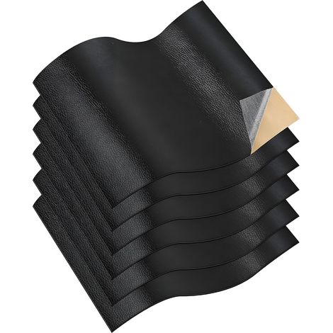 CCYKXA Self-adhesive faux leather, 20 x 30 cm, 6 pieces, black leather stickers for sofa repair, waterproof leather stickers, leather repair (1/5)