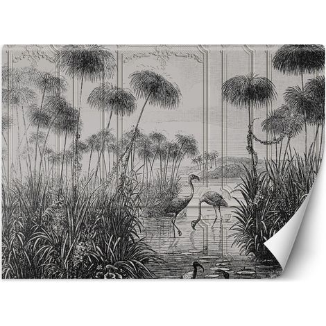 Papier peint oiseaux dans un étang - 368 x 254 cm (1/4)