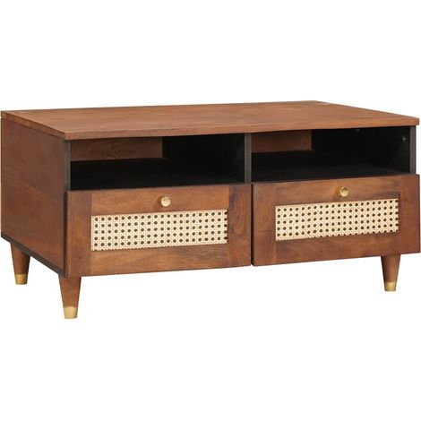 Couchtisch mit Schubladen 80 x 54 x 40 cm Massivholz Mango