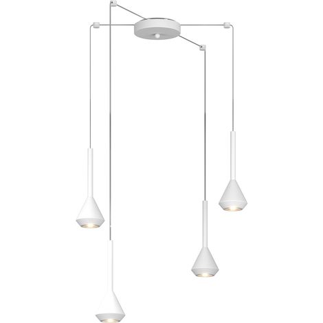 Lampadario Moderno Aygo Metallo Bianco 4 Luci Gu10
