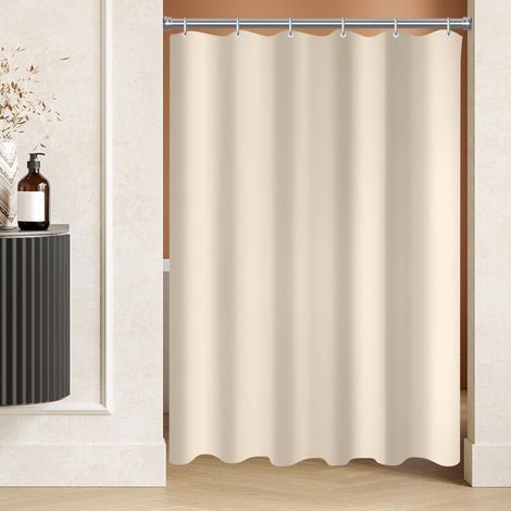 1 Rideau de douche, 80x200 cm, Polyester imperméable, Anti-moisissure, Ourlet lesté, Avec 6 anneaux, Pour salle de bain