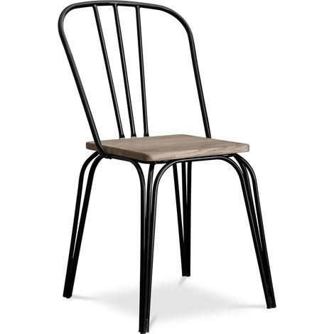 Sedia da pranzo - Design industriale - Legno e metallo - Lillor Nero - Legno, Ferro (1/5)