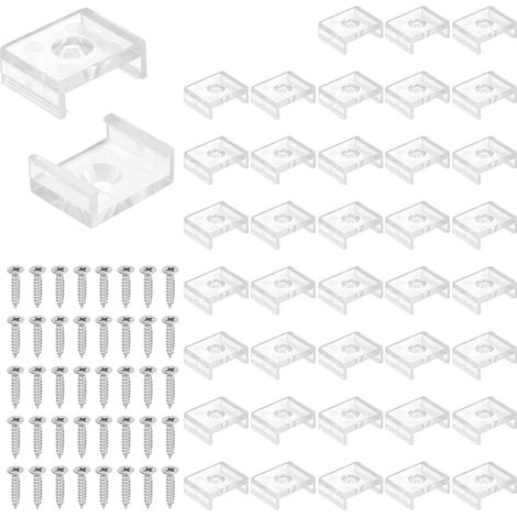 Attaches pour Bandes LED, Lot de 40 Supports De Fixation en Plastique avec Vis en Acier Inoxydable 304 pour Câble De Bandes LED Néon RGB De 15mm, Transparent (1/5)