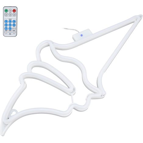 Enseigne lumineuse LED néon en forme de glace avec télécommande pour décoration de fête, alimentation USB ou piles, lumière bleue (1/5)