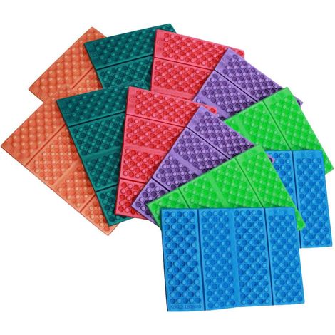 Lot de 12 Tapis de Sol Pliables en Mousse EVA Imperméable - EINNENFFER - Idéal pour Camping, Randonnée et Pique-niques, 6 Couleurs Aléatoires, Confort Optimal et Facile à Ranger (1/5)