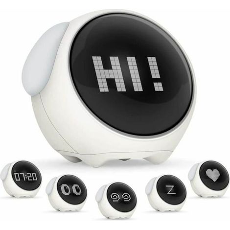 Sveglia per bambini Tigrezy, sveglia, sveglia digitale ricaricabile, sveglia per bambini con emoji carini, orologio per bambini con luce notturna a controllo vocale