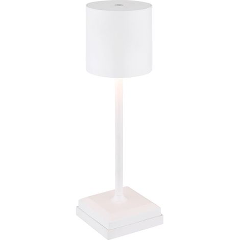 Tischleuchte Beistellleuchte Schlafzimmerlampe LED Touchdimmer Akku weiß H 32 cm