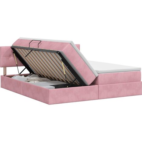 Cama con almacenamiento con cabecera 2 uds. Rosa vidaXL (1/5)