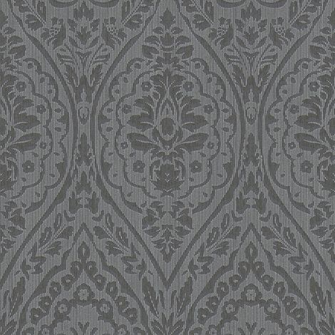Baroque wallcovering wall Profhome 961957 textile wallpaper textured baroque style matt brown black 5.33 m2 (57 ft2)