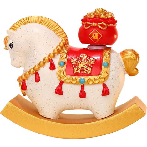 Décoration Chinoise Nouvel an Cheval 2026 - Figurine en Résine pour Bureau Élégante - Décoration Cheval  pour Écoles Bureaux Cafés Librairies Salon Fête Festival (1/5)