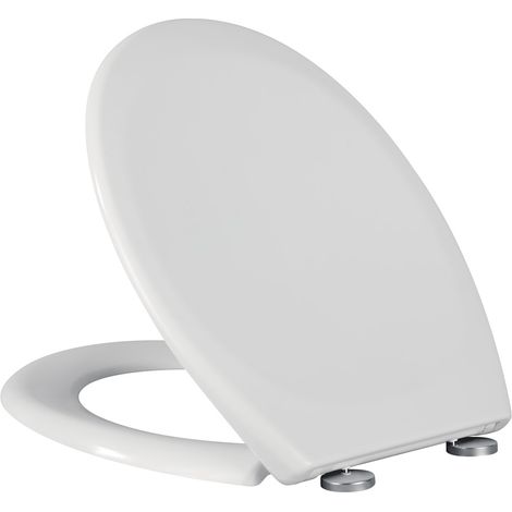 Anycee Max Siège de Toilette en Forme de O - Abattant WC Frein de Chute - Couvercle de Toilette pour Salle de Bain Siège de Toilette - Blanc (1/5)