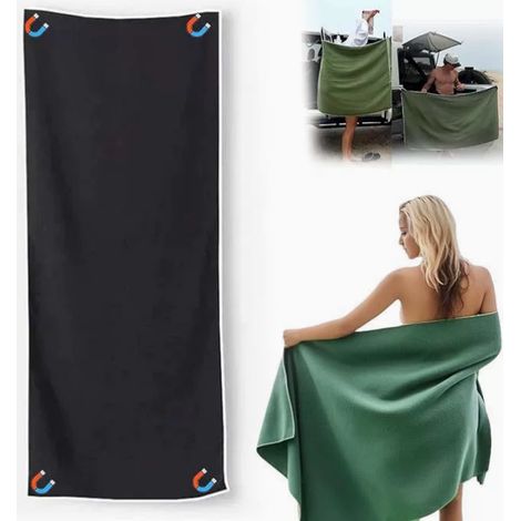 Serviette de bain magnétique d'extérieur, en fibre à séchage rapide, couleur noire. (1/5)