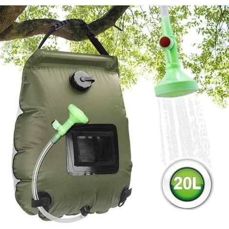 Sac de Douche Solaire Camping, 20L Solaire Sac de Douche Portable Pliant Extérieur pour Douche Température 45 °C avec Commutable Tête de Douche Chauffe Eau Solaire pour Randonnée Escalade (1/5)