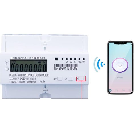 Moniteur d'énergie domestique intelligent Compteur d'énergie WIFI Smart TUYA 3P 4 fils 3120V 3 3230V 50/60Hz minuterie moniteur de consommation d'énergie KWh mètre wattmètre Moniteur d'électricité (1/5)
