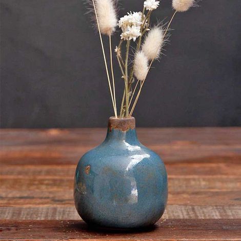 Vase céramique gris bleu Chehoma 10x9cm (1/2)