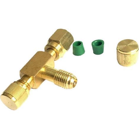 Adaptateur en T pivotant avec raccords filetés mâles SAE 1/4" pour pompe, vanne de service de réfrigération en laiton massif (1/5)