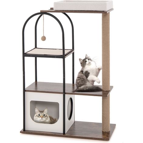 118 cm Cat Tree Tower Cat Condo Activity Center w/ Metal Frame Scratching Posts (1/5)