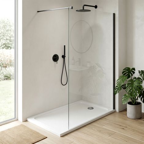 Jiubiaz Receveur de douche extra-plat 90 x 80 cm rectangulaire blanc avec évacuation Ø 90 mm noire (1/5)