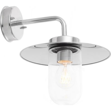 Endon Lighting Addison - Applique da esterno in acciaio inox lucido e vetro trasparente 1 luce dimmerabile IP44 - E27 (1/5)