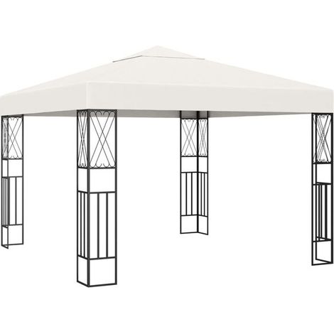Gazebo de 3 x 3 mètres, tissu beige (1/2)