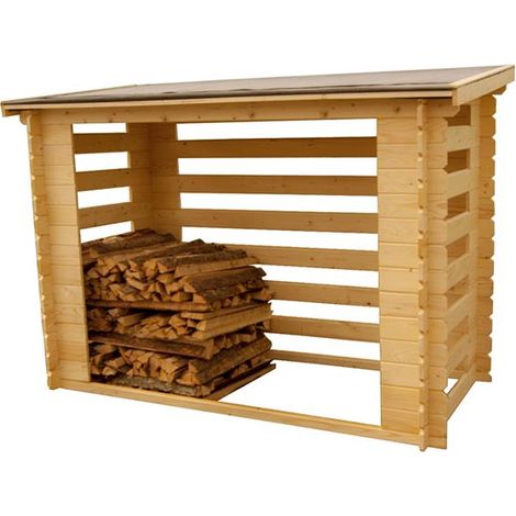 Habrita – Abri range-bûches extérieur 4 stères – Structure en madriers 20mm – Dimensions 2,36 x 1,19m – Protection contre intempéries (1/6)