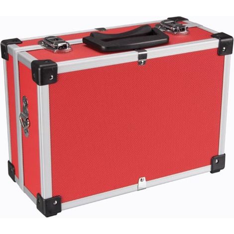 Velleman – Valise aluminium 320 x 230 x 155 mm – Rouge – Coins renforcés – Serrures à clé – Rembourrage intérieur – 1821R (1/3)