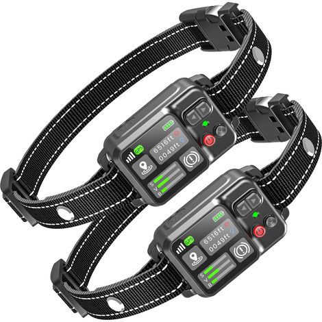 Collier Anti Fugue sans Fil pour Chien, Système de Clôture Électrique avec 4 Modes, Écran Couleur et Signal Intelligent, Extérieur Rayon Ajustable 10 à 3047 m (Noir Profond) (1/2)
