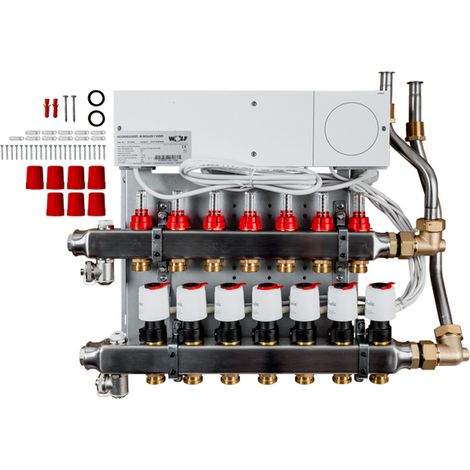 Wolf Distribuidor de circuito de calefacción con regulador CUC 7 circuitos de calefacción, UF-Control 230V, 2072447