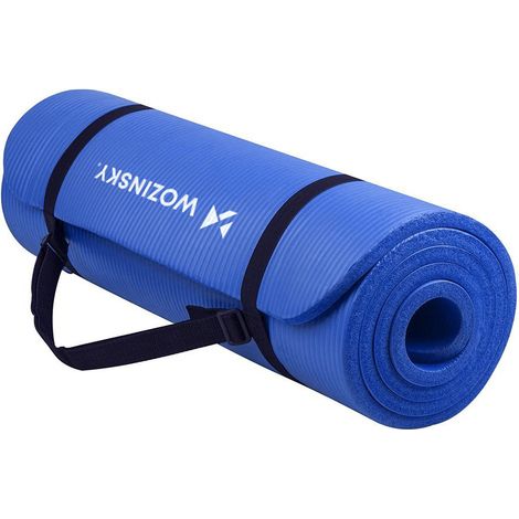 Tapis de gymnastique et de yoga bleu, 181 x 63 x 0,9 cm d'épaisseur (1/5)