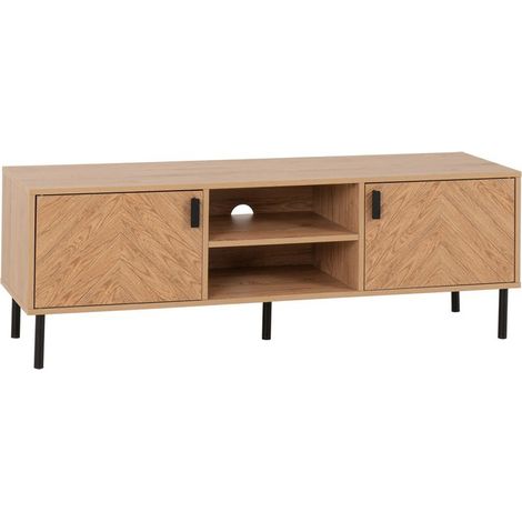 Leon 2 Door TV Unit - L39.5 x W139.5 x H48 cm - Medium Oak Effect