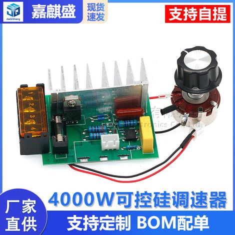 4000W high-power SCR electronic voltage regulator, dimming, speed control, and temperature control, without casing, external potentiometer. (1/5)