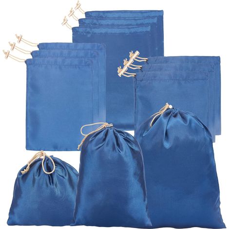 18 Pcs 3 Tailles Sacs à Cordon en Satin, Pochettes Satin Sacs de Rangement à Cordon Sacs Cadeaux en Satin Sacs de Faveur Mariage pour Bijoux Bonbons Rouge à Lèvres Cosmétique Parapluie (1/5)