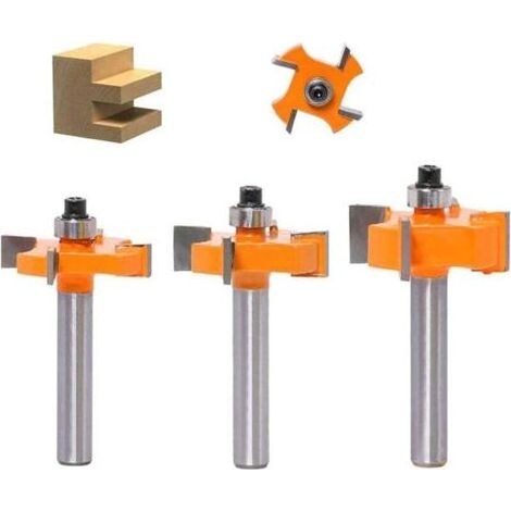 Fraise rainurer/languette 4 lames - Queue 8mm - Pour travail du bois (portes/tables/étagères) - Précise et durable - Artisans et menuisiers (1/4)