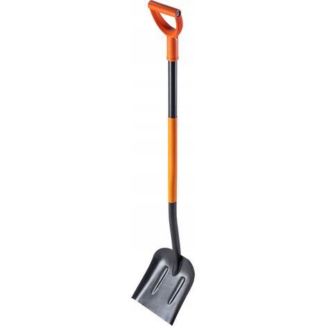 KADAX Schaufel, Sandschaufel mit einem Metallgriff, mit D-Griff, schwarz, orange
