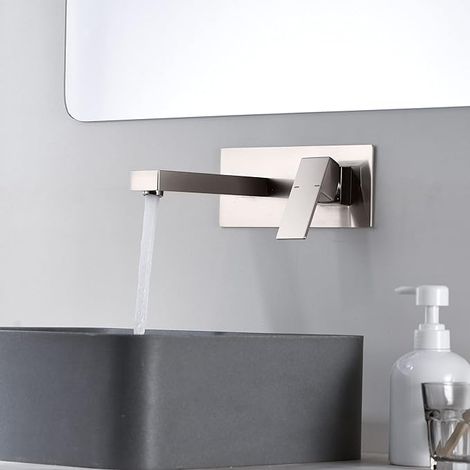 Robinets de lavabo encastrés en cuivre massif, mitigeur dissimulé chaud-froid, finition gris gun
