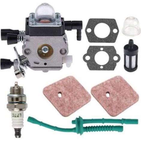 Carburateur pour Stihl Débroussailleuse FS38 FS45 FS55, Kit de Carbu avec Joints, Tuyau, Bougie d'allumage, Filtre à Air et Filtres à Essence