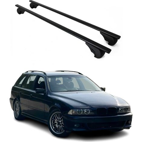 OMAC Barres de toit pour BMW Série 5 E39 Break 1997-2004 – TÜV / DIN 75302:2019 – Antivol inclus – Charge max 75 kg – 2 barres Noir (1/4)