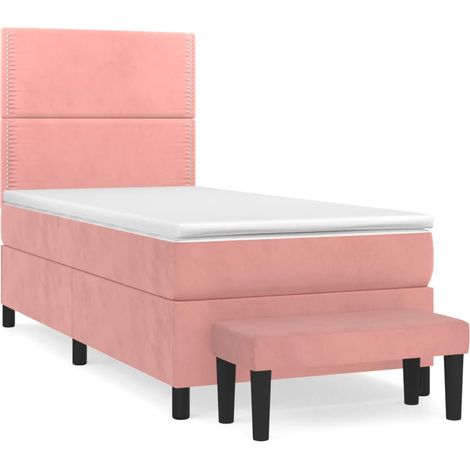 Maison Exclusive - Cama box spring con colchón terciopelo rosa 10