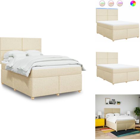 Boxspringbett mit Matratze Creme 160x200 cm Stoff - Boxspringbett - Boxspringbetten - Bett - Bettgestell (1/5)