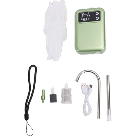 Pompe à eau oxygénée électrique USB portable avec LED pour aquarium bac à poissons et seau à appâts de pêche plastique batterie 2500mAh kit 1 pompe 1 tuyau 1 câble USB 1 lanière 5 accessoires (1/5)