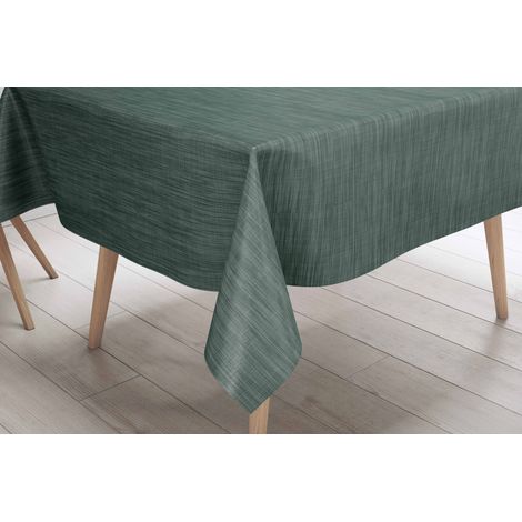 Tovaglia LIMA Verde Scuro – Tela Cerata Plastificata PVC Lavabile Antiscivolo Effetto Lino – Made in Italy Cm. 140x100 x4 persone (1/5)