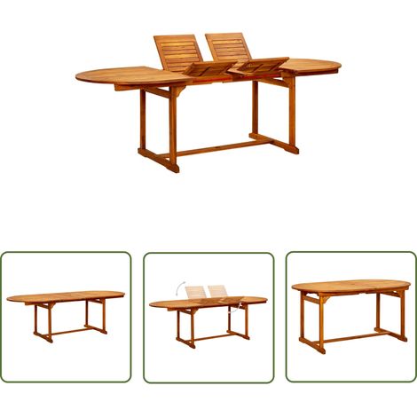 The Living Store Table à dîner de jardin (160-240)x100x75cm Bois d'acacia massif - Table De Jardin - Table À Manger Extérieur - Acacia Massif - Mobilier De Jardin - Table Extensible (1/5)
