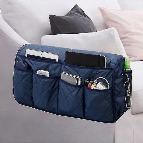 Sac de rangement suspendu pour accoudoir de canapé, support pour télécommande TV, bleu marine (1/5)