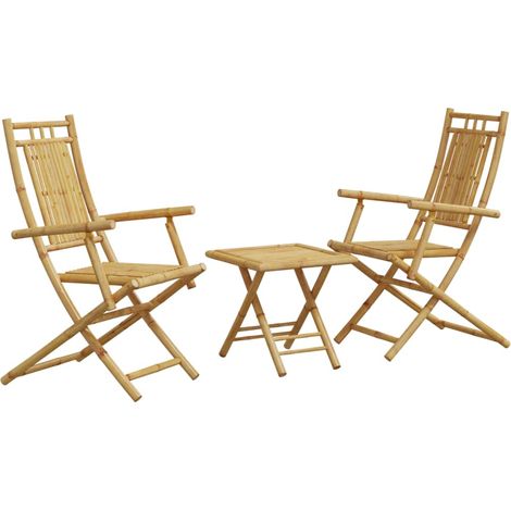 Ensemble de bistro 3 pcs,Salon de jardin bambou CFW18438 (1/5)