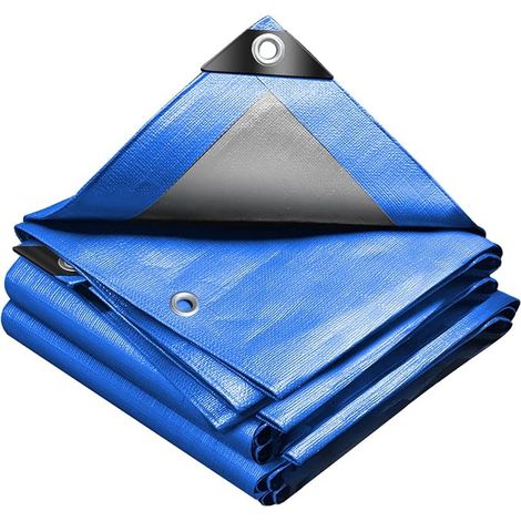 Bâche PE anti-UV 180g/m² bleu argent étanche 4×4m, couverture stock agricole (1/5)