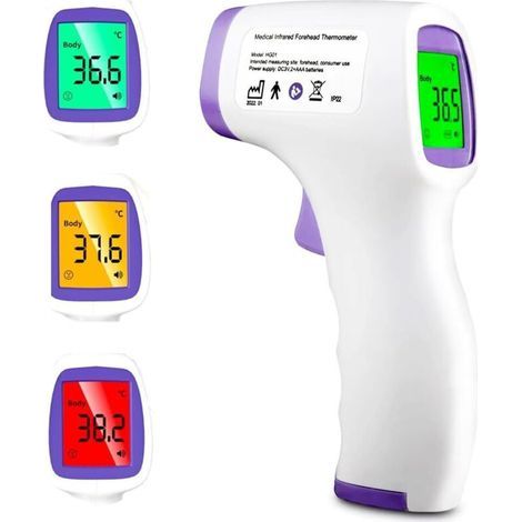Berührungsloses Infrarot-Thermometer – Sofortige Stirnmessung (1 Sekunde) mit hintergrundbeleuchtetem LCD-Display – Fieberalarm – für Babys/Erwachsene