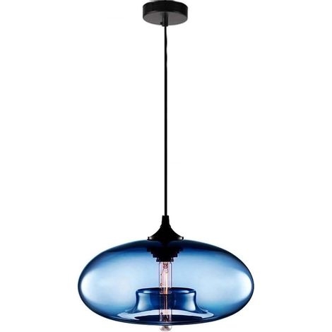 Lampe suspendue industrielle moderne créative en verre soufflé lampes suspendues îlot de cuisine moderne bleu bulle couleur salle à manger bar table de chevet au-dessus de l'évier Lustre de plafond en (1/5)