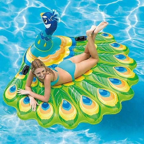 Bouée gonflable géante en forme de paon pour piscine, jouet aquatique pour adultes et enfants, idéal pour les fêtes et les vacances. (1/3)