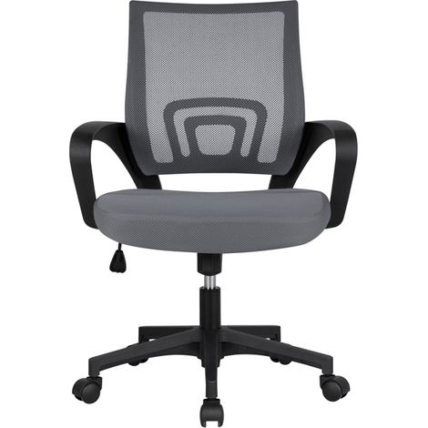 Homevive Silla de Oficina Silla de Malla Altura Ajustable para Trabajo Silla Escritorio Ergonómica Giratoria Gris Oscuro
