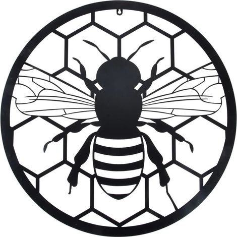 Décoration Murale Abeille - Métal Noir - 60,4 x 1,2 x H 60,4 cm - Livraison gratuite (1/2)